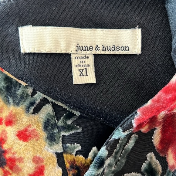 June and Hudson - Black-shear top with velvet floral design.  Size extra large. - Picture 9 of 11